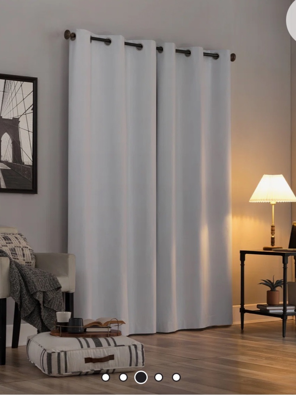 Neutral White Grommet Blackout Curtain Panel
